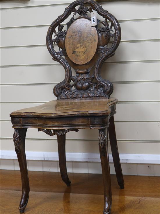 A 19th century Tyrolean marquetry musical chair